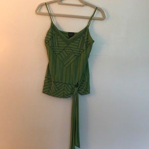 INC GREEN TOP with black & silver beadin